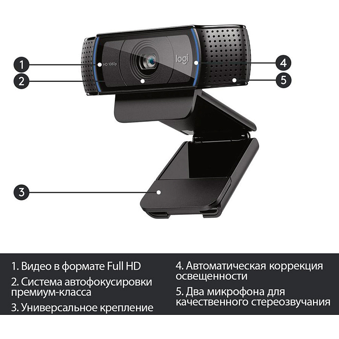 Видеокамера Logitech HD Pro Webcam C920 Black - рис.4