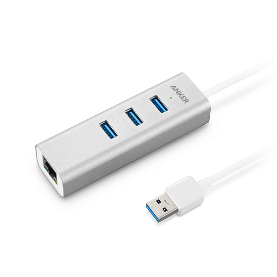 USB HUB Anker Aluminum 3-Port USB 3.0 and Ethernet Hub (A7514041) - рис.0