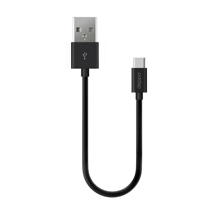 Кабель Deppa USB-A-USB-C 2.4A 2m Black - рис.0