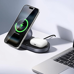 Зарядное устройство UGREEN W751 ZAPIX 2-in-1 Wireless Charger Grey Cosmos