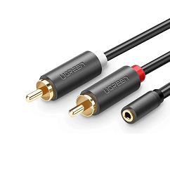 Кабель Ugreen AV102 Mini Jack 3.5 mm - 2RCA Grey 0.25m