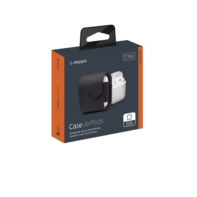 Чехол для наушников Deppa Leather case for AirPods Black - рис.3