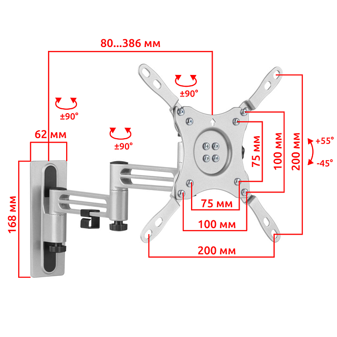 Кронштейн для монитора Uniteki FM386AUTO Silver - рис.8
