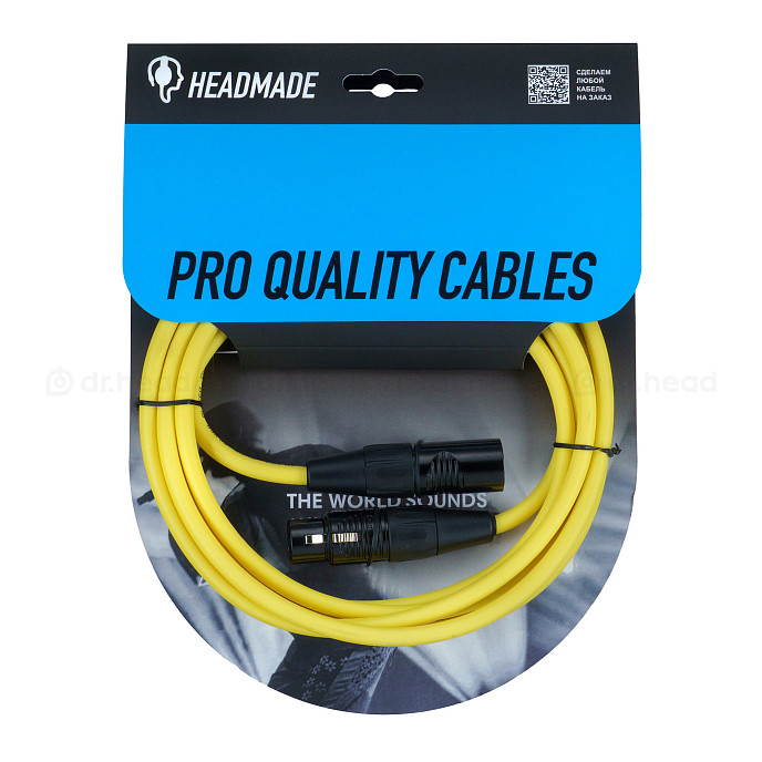 Кабель HeadMade Pro XLR-M - XLR-F Yellow 3m - рис.0
