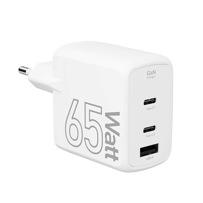 Сетевое зарядное устройство Lyambda LJC-65-2C1A 65W GAN White - рис.0