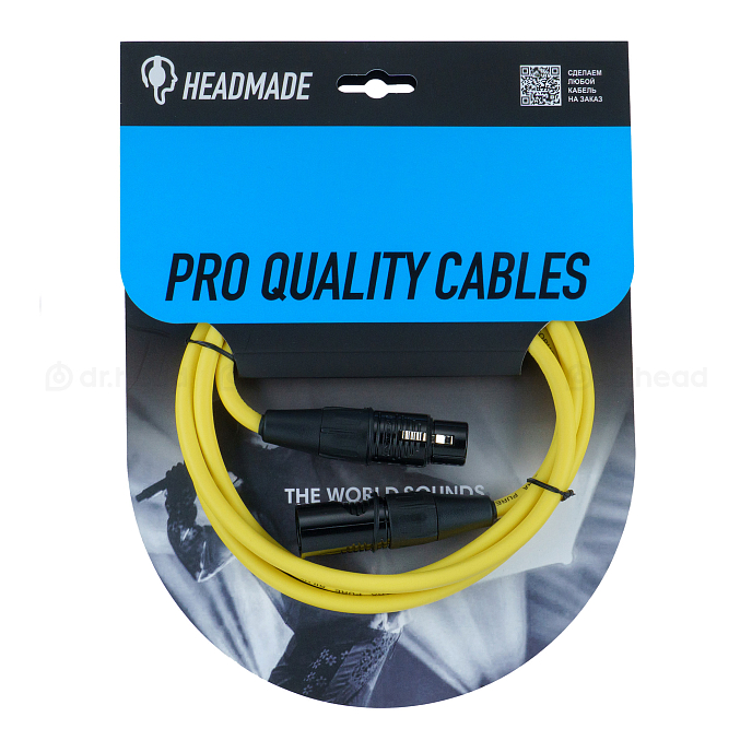 Кабель HeadMade Pro XLR-F - XLR-M Yellow 1.5m - рис.0