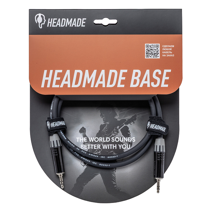 Кабель HeadMade Base 3.5-m - 3.5-m Black 1m - рис.0