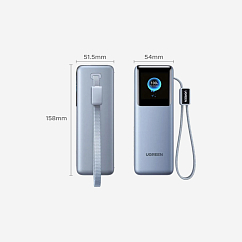 Внешний аккумулятор Ugreen PB728 200W 25000mAh 2USB-C Grey