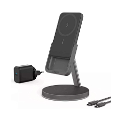 Зарядное устройство Anker MagGo 2-1 Magnetic Wireless Charger Black