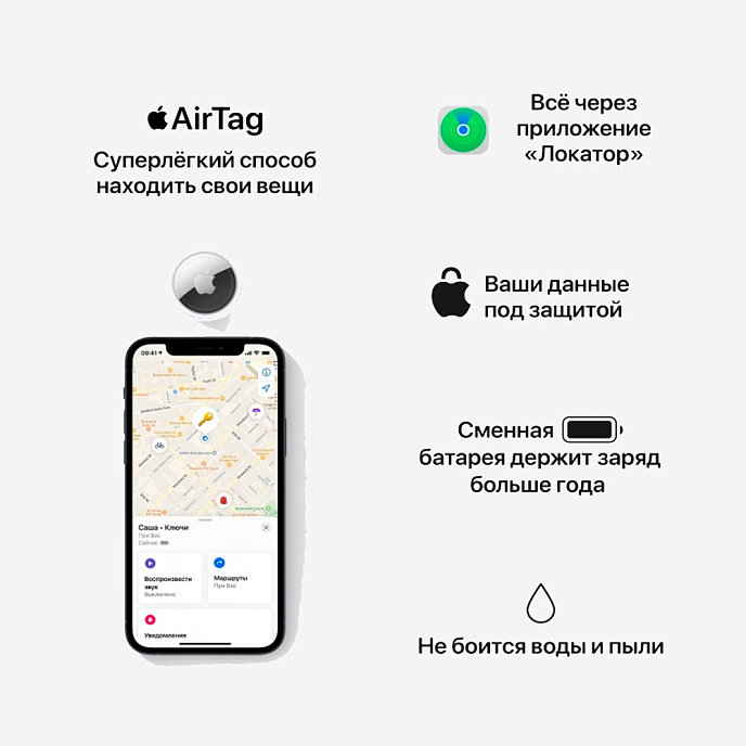 Электронная метка Apple AirTag 4 Pack White - рис.4