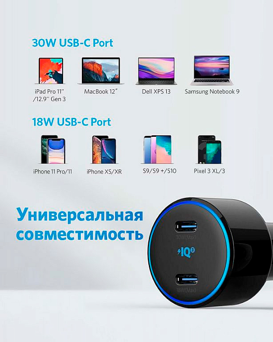 Автомобильное зарядное устройство Anker PowerDrive+ III Duo Origin Black - рис.5