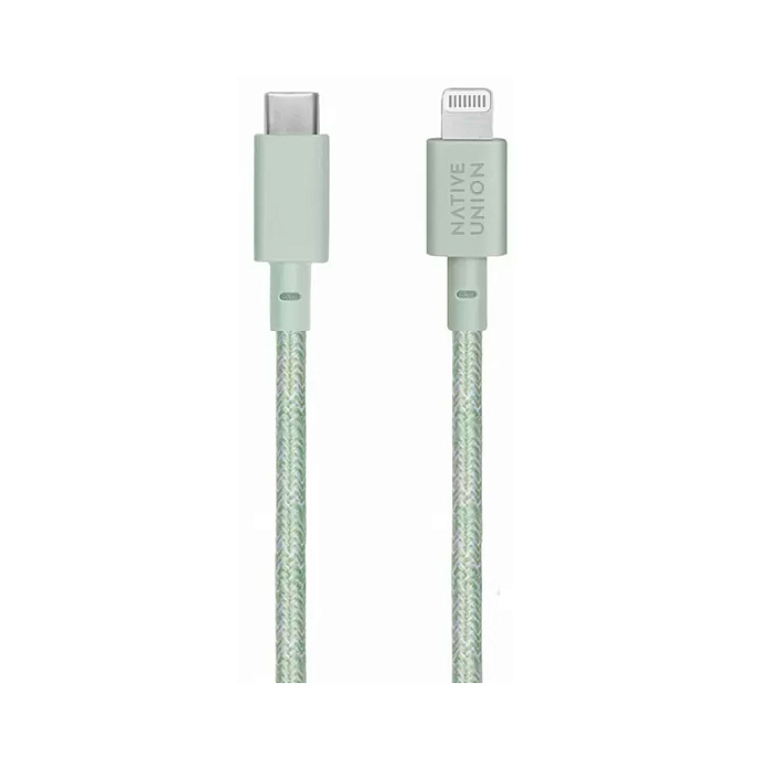 Кабель Native Union Belt USB-C - Lightning Light Green 3 m - рис.1