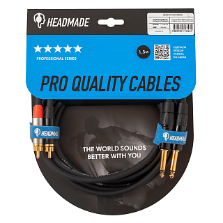 HeadMade Pro 2RCA - 2x6.3mm Black 1.5m