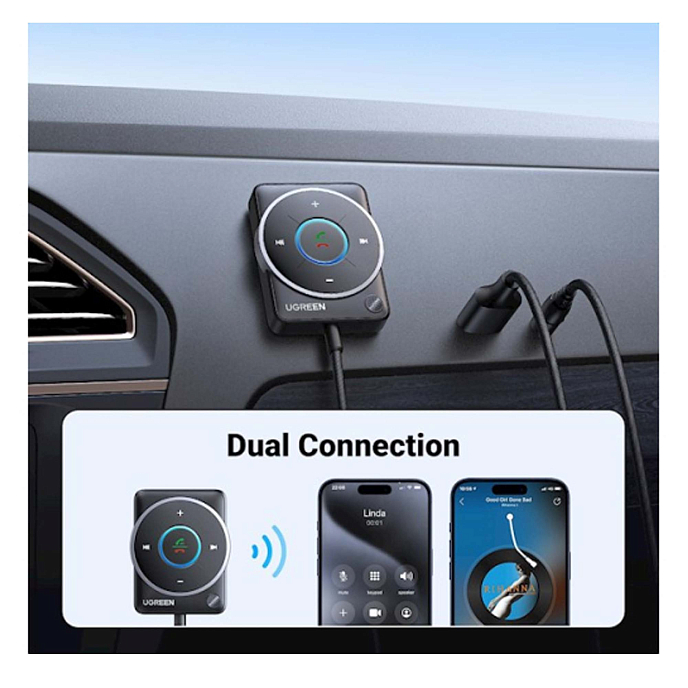 Bluetooth-адаптер Ugreen CM723 Car Bluetooth 5.3 Receiver Audio Adapter Black - рис.1