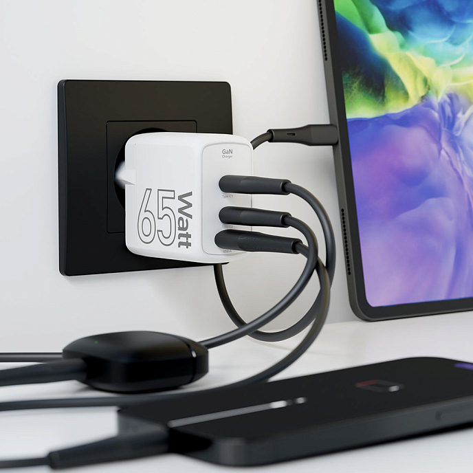 Сетевое зарядное устройство Lyambda LJC-65-2C1A 65W GAN White - рис.4