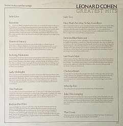 Пластинка Leonard Cohen Greatest Hits LP