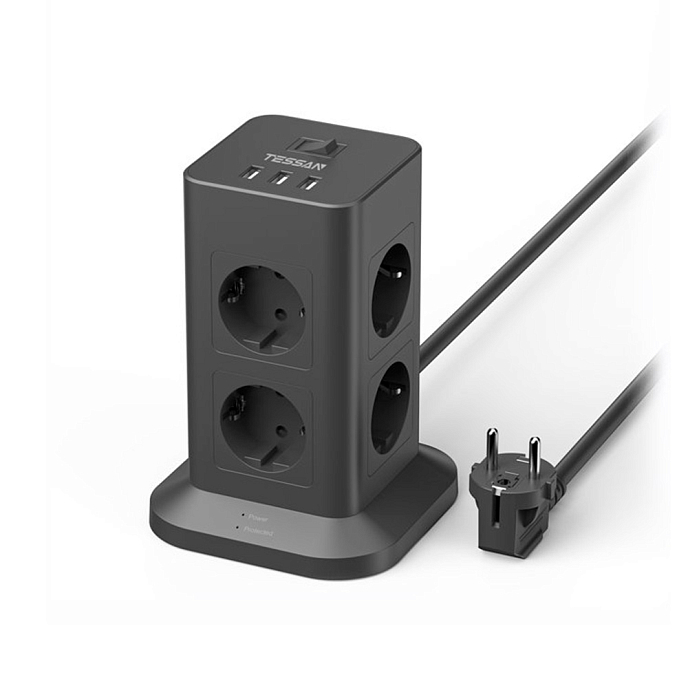 Сетевой фильтр Tessan TPS03-DE Black - рис.0