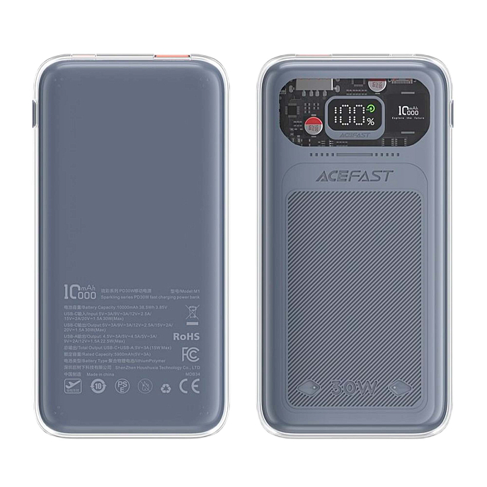 Портативный аккумулятор ACEFAST M1-10000 Mica Grey - рис.3