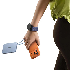Внешний аккумулятор Ugreen PB570 MagFlow Air Ultra-Slim 10000mAh with USB-C Silvery Blue
