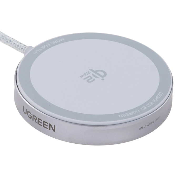 Беспроводная зарядная панель Ugreen W753 MagFlow 25W Magnetic Wireless Charger with USB-C 25W Silver - рис.1