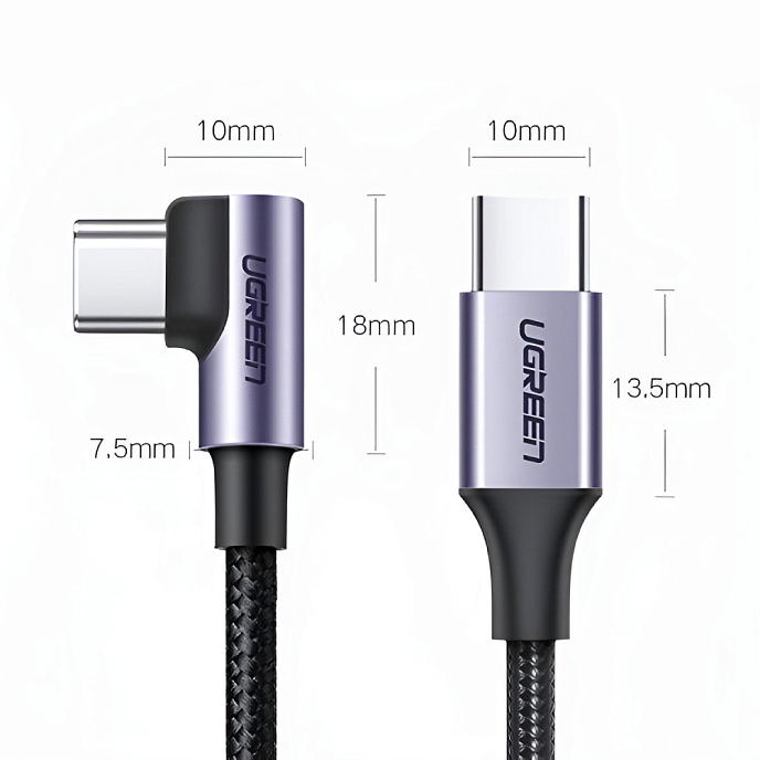 Кабель Ugreen US255 USB-C - USB-C Black/Grey 1m - рис.14