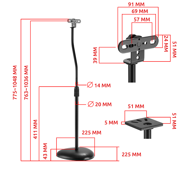 Стойки под акустику Uniteki ST42SPEAKER Black - рис.1