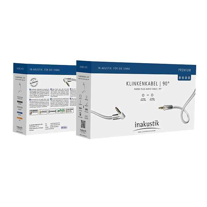 Кабель Inakustik Premium MP3 Audio Cable 3.5 Phone 90°, 0.5m - рис.1