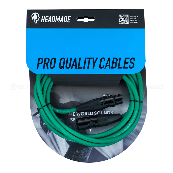 Кабель HeadMade Pro XLR-F - XLR-M Green 3m - рис.0