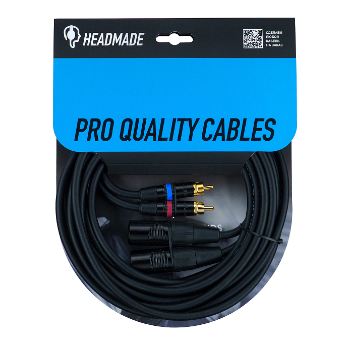 Кабель HeadMade Pro 2RCA - 2XLR-m Black 1m - рис.0