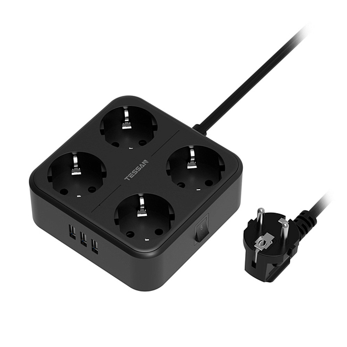 Сетевой фильтр Tessan TS-302 Black - рис.0