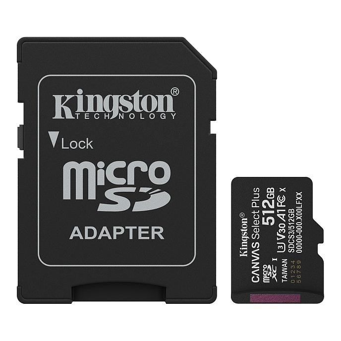 Карта памяти Kingston Canvas Select Plus Gen3 Adaptor 512 Gb Adapter - рис.0
