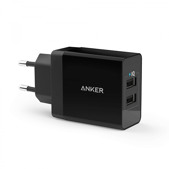 Сетевое зарядное устройство Anker PowerPort 2 24W Black - рис.0