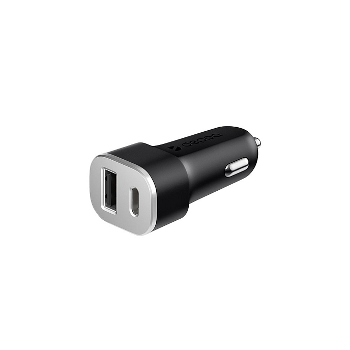 Автомобильное зарядное устройство Deppa USB Type-C 4.8A Black - рис.0