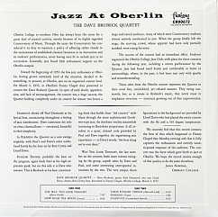 Виниловая пластинка The Dave Brubeck Quartet – Jazz At Oberlin LP