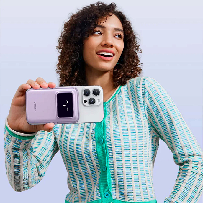 Внешний аккумулятор UGREEN PB571 UNO 5000mAh MIni Magnetic Wireless 20W Violet - рис.3