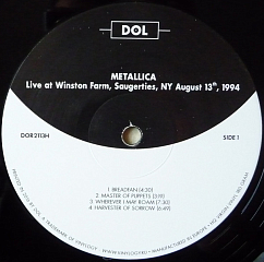 Пластинка Metallica - Live at Winston Farm, Saugerties, NY August 13th, 1994