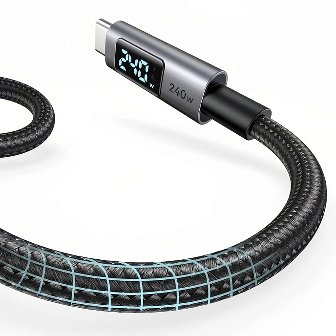 Кабель Ugreen L530 USB-C to USB-C PD 240W Grey Cosmos 1m - рис.2