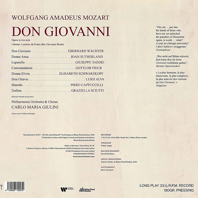 Бокс-сет Wolfgang Amadeus Mozart, Elisabeth Schwarzkopf - Don Giovanni 4LP - рис.2