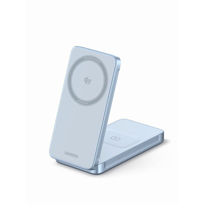 Беспроводная зарядная панель Ugreen W756 MagFlow 25W Magnetic Qi2.2 Wireless 2-in-1 Charger Silver - рис.0