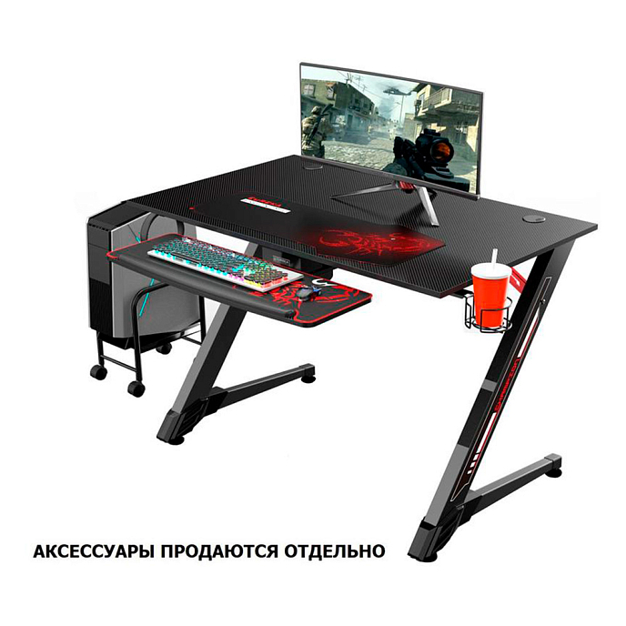 Компьютерный стол EUREKA Z43 (ERK-GD-4301-V1D) Black - рис.2