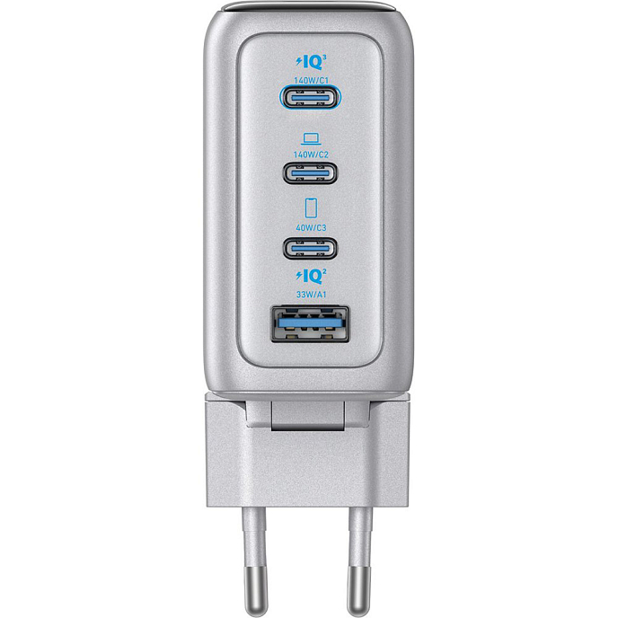 Сетевое зарядное устройство Anker Charger 140W 3xUSB-C/1xUSB-A LCD with USB Cable Silver - рис.3