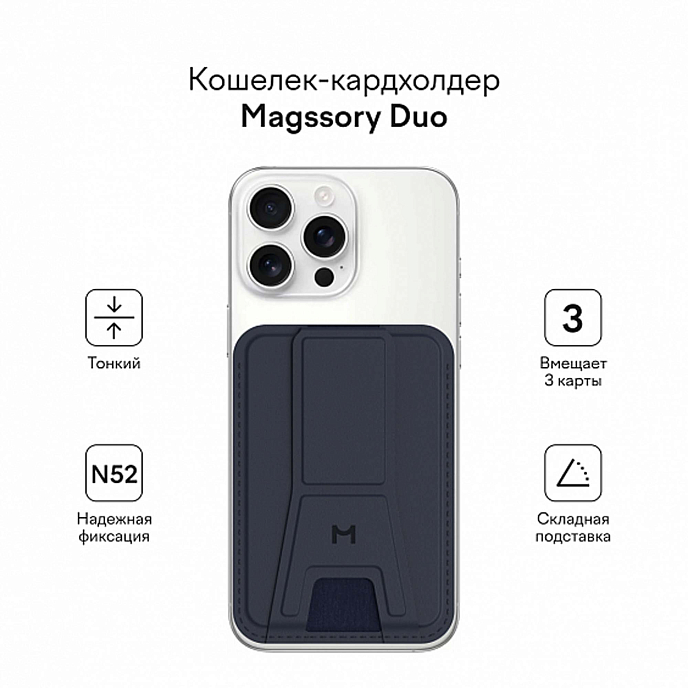 Чехол для смартфонов Magssory Duo Magnetic Kickstand Wallet Midnight - рис.3