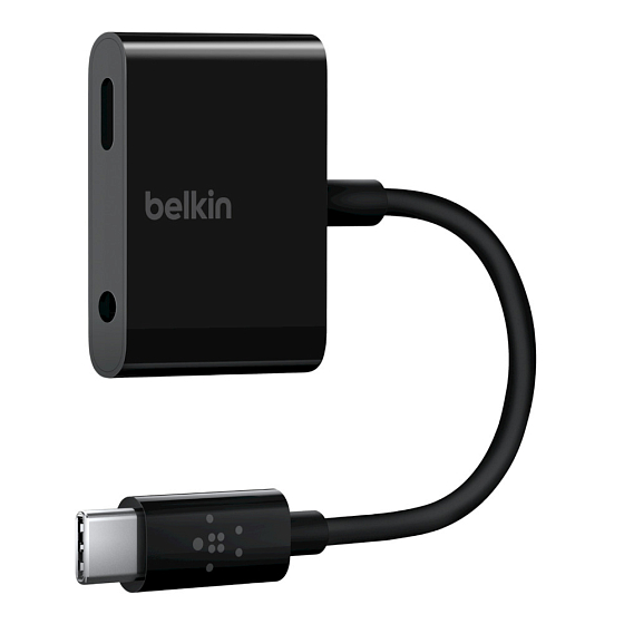 Адаптер Belkin RockSta 3.5mm Audio + USB-C Charge Adapter Black - рис.0