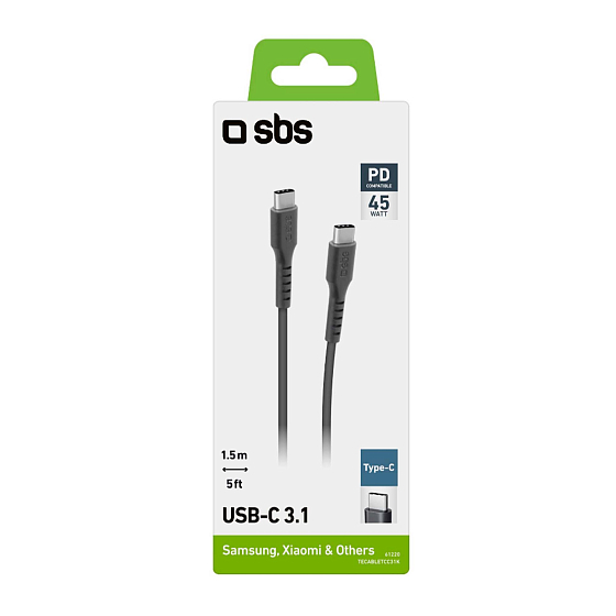 Кабель SBS USB-C - USB-C 3.1 1.5m Black - рис.0