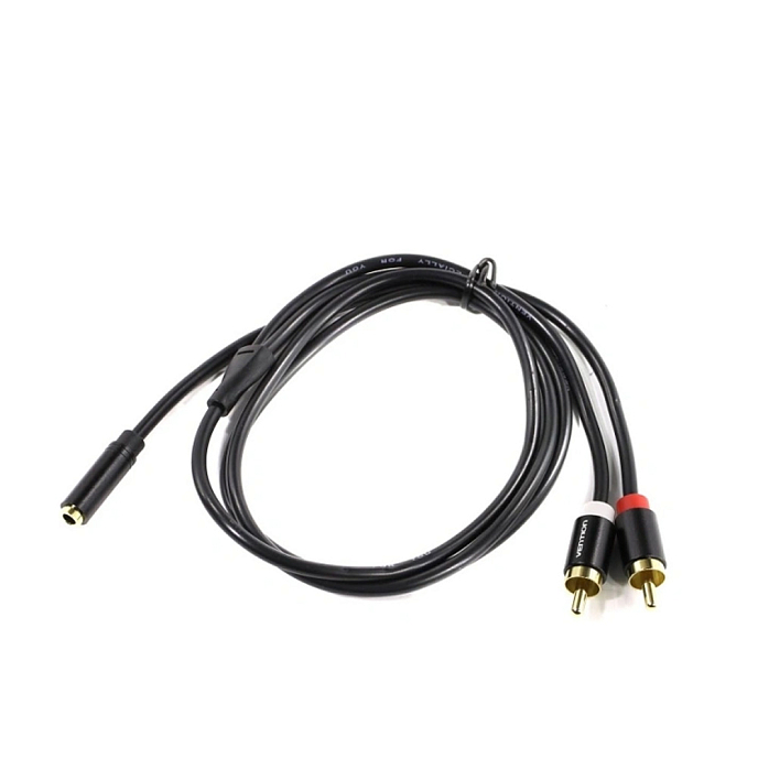 Кабель Vention Jack 3.5mm Female - 2RCA Black 1m - рис.0