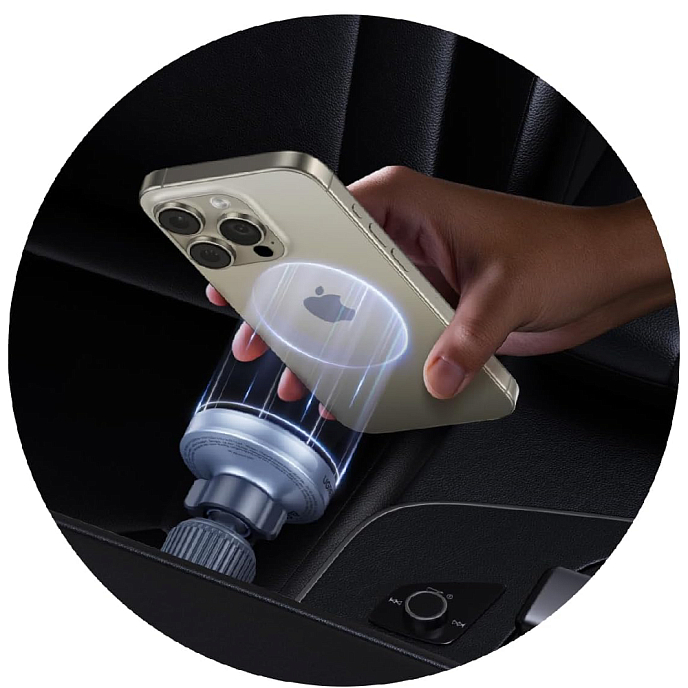 Беспроводная зарядная панель Ugreen W758 MagFlow 25W Magnetic Qi2.2 Wireless Car Charger Silver - рис.7