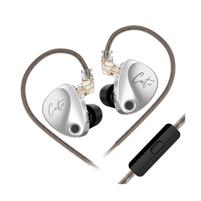 Наушники мониторные KZ Castor Harman Edition With Mic Silver - рис.0