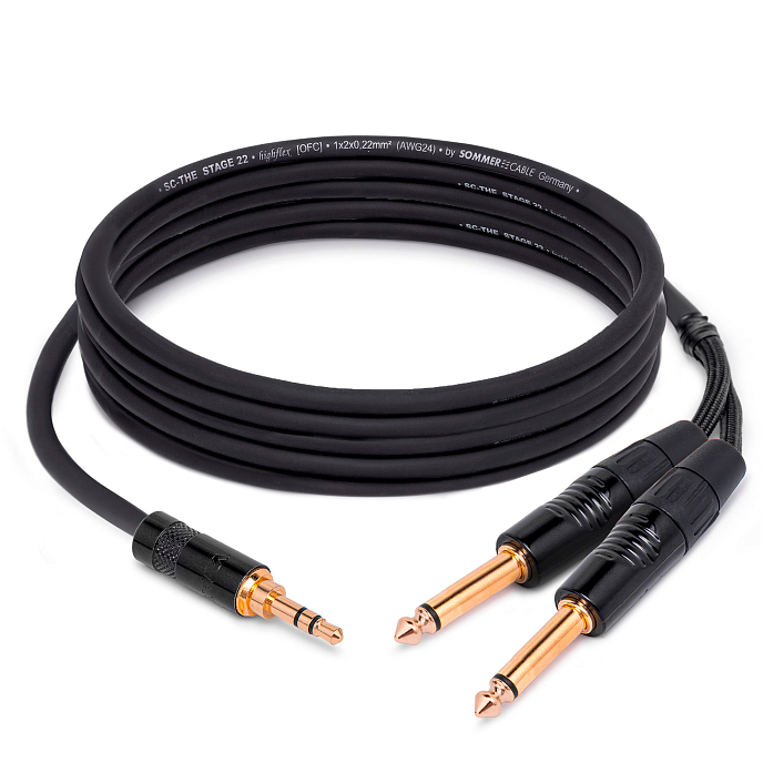 Кабель HeadMade Pro 3.5 Male Stereo - 2x6.3mm mono 3m - рис.0
