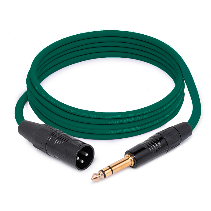 Кабель HeadMade Pro XLR-M - 6.3mm stereo Green 3m - рис.0