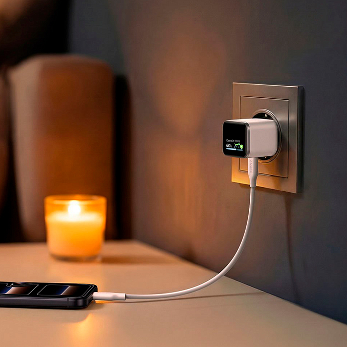 Сетевое зарядное устройство Anker Nano Charger 45W Smart Display White - рис.1